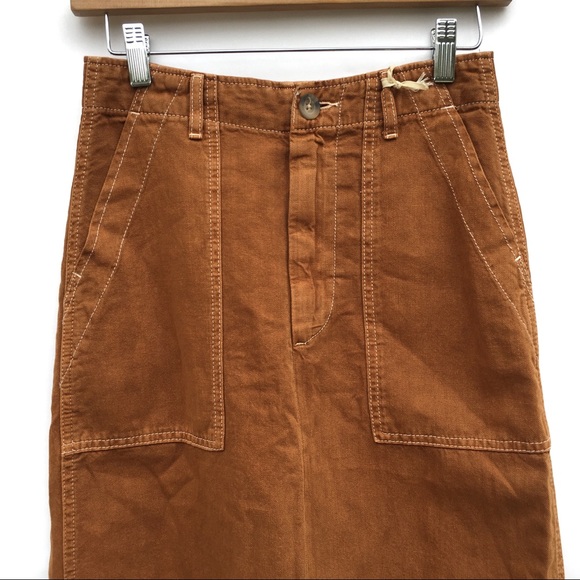 Zara Linen High Waist Patch Pocket Maxi Skirt - Picture 4 of 7